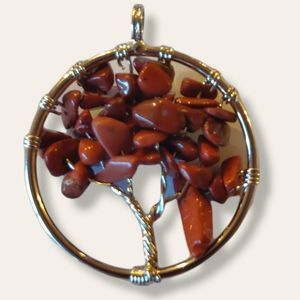 Rin's Unique Boutique - Red Stones - Tree of Life Pendant - Necklace